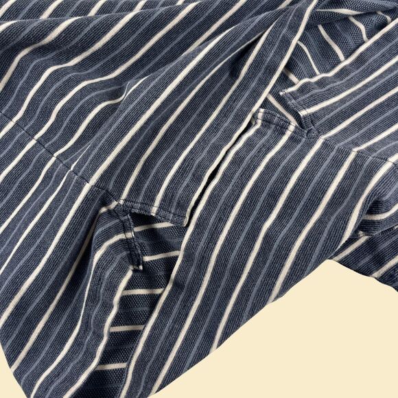 90s M polo striped shirt, vintage blue/grey short sleeve henley/polo Denim Ridge - Picture 6 of 10